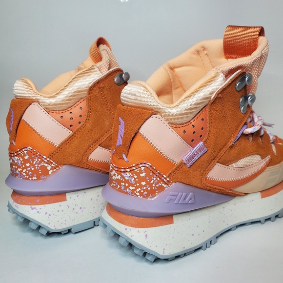 🔥  New 🔥  Fila Renno Multi Trekking Orange Suede Platform Sneakers - Picture 5 of 9